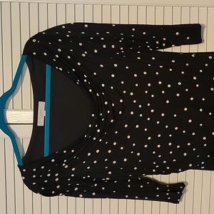 Loft navy polka-dot lined rayon dress. Size L.